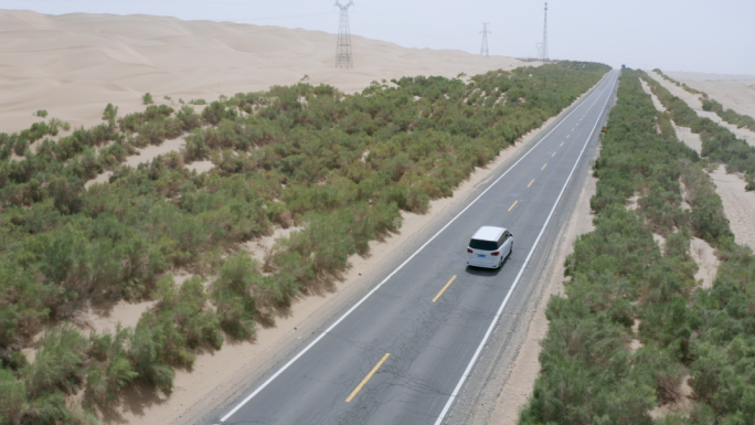 沙漠公路航拍4K
