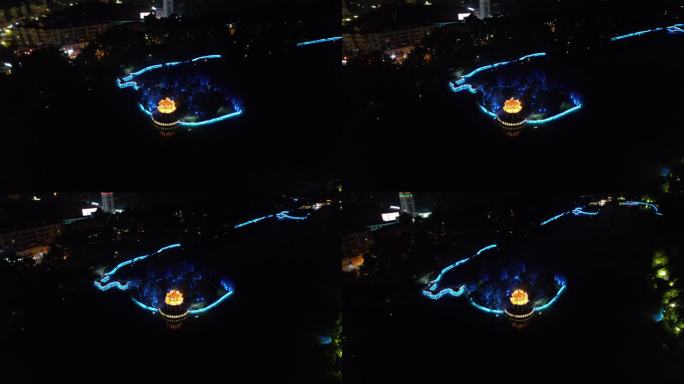 安徽滁州城市夜景灯光航拍