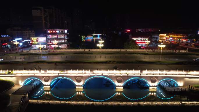 安徽滁州城市夜景灯光航拍