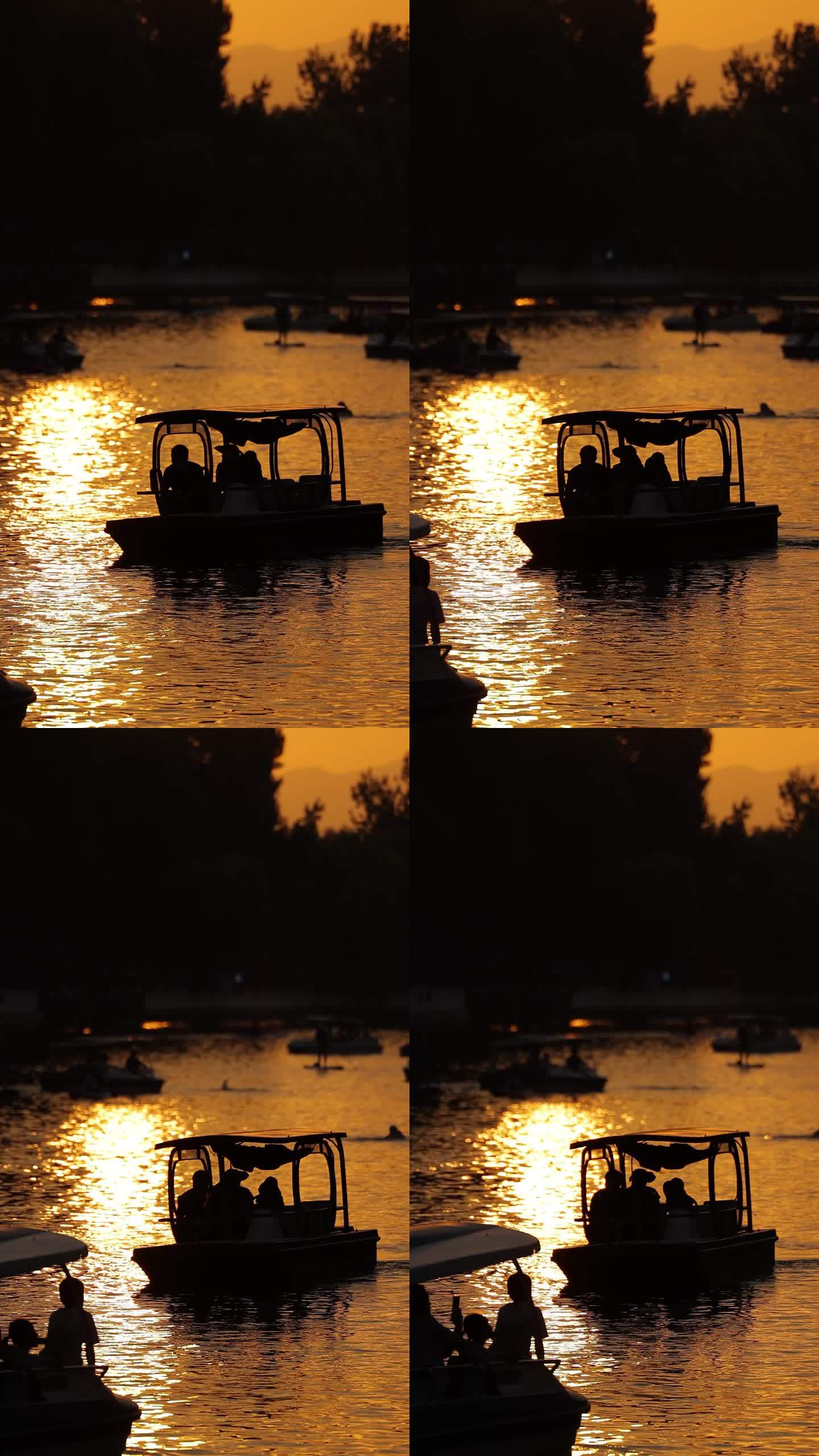 夕阳下的游船