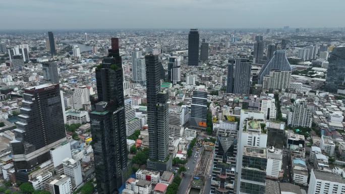 泰国航拍曼谷城市高楼建筑天际线风光