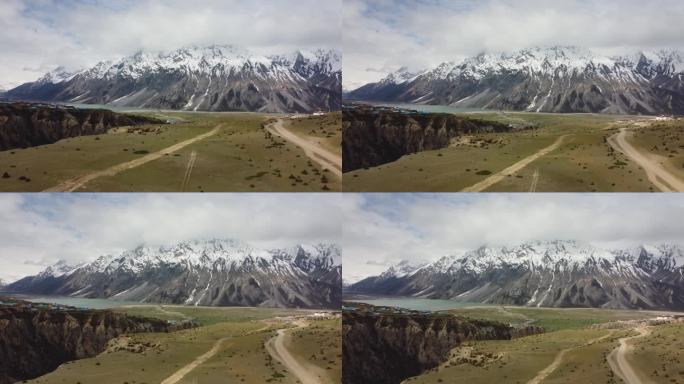 高原草地雪山然乌湖