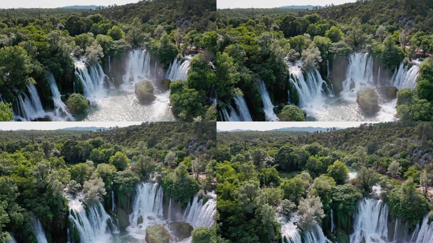 克拉维斯瀑布，壮观的瀑布，瀑布的航拍视角