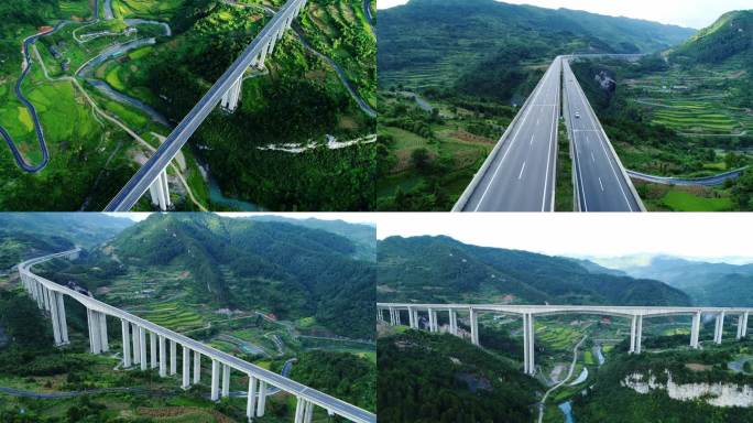 丹寨石桥大桥4K航拍 贵州高架桥（二）