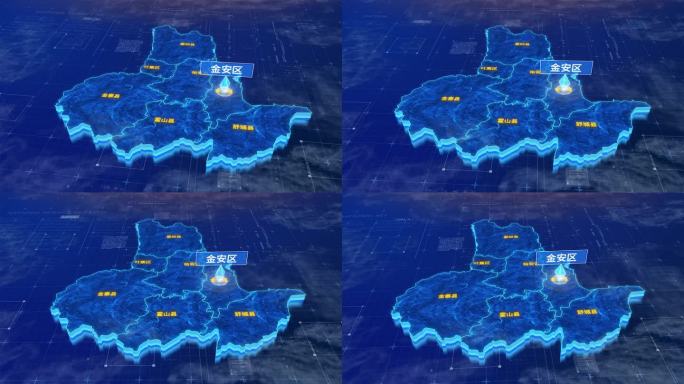 六安市金安区蓝色科技三维区位地图