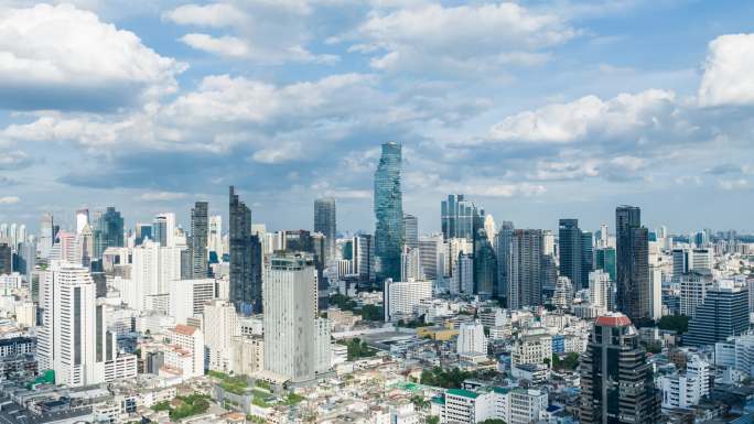 原创 泰国曼谷城市高楼天际线延时航拍风光