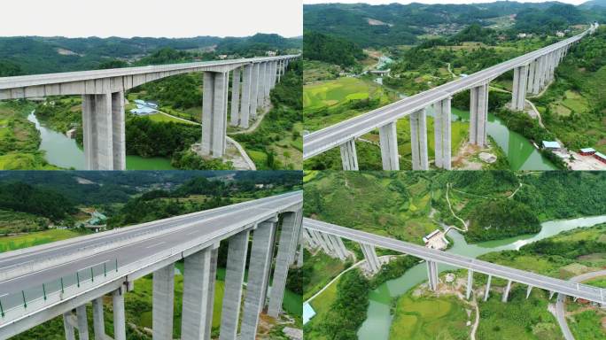丹寨石桥大桥4K航拍 贵州高架桥（四）