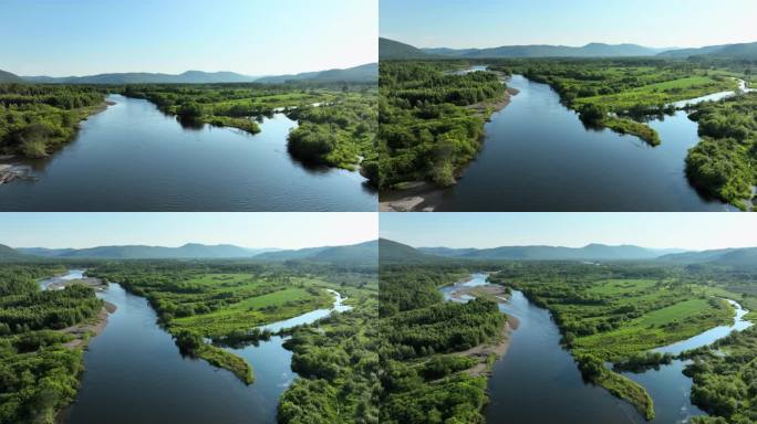 青山绿水河流湿地自然风景