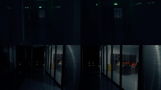 恐怖的办公室 夜晚走廊 漆黑的走廊 幽暗
