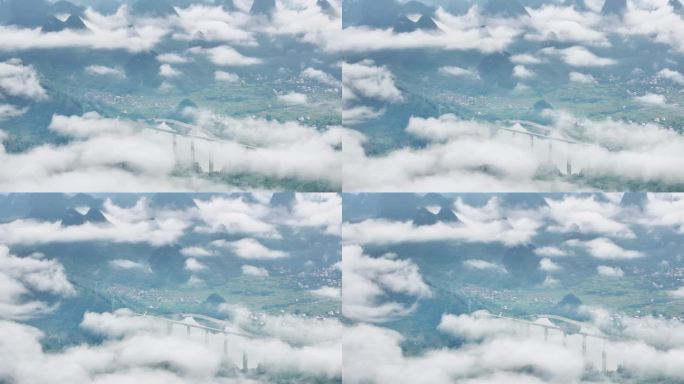 桂林山水鸟瞰图大气宏伟群山云海云雾日出