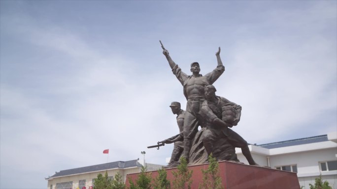 安边起义纪念馆外景雕塑拍摄C028