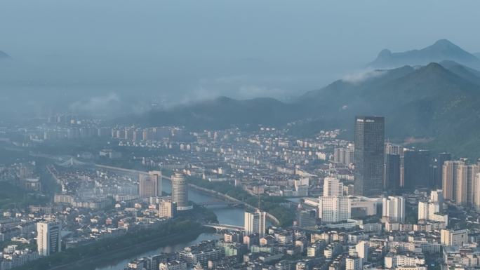 浙江绍兴诸暨城区浦阳江高楼桥建筑绿城水墨