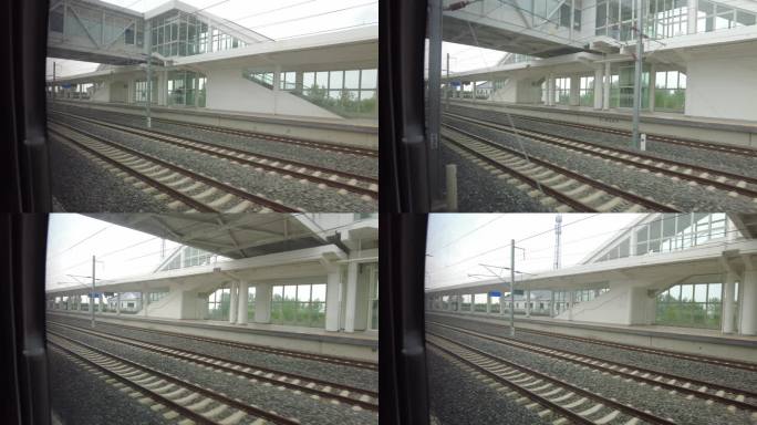 高铁火车窗外风景旅途风光实拍