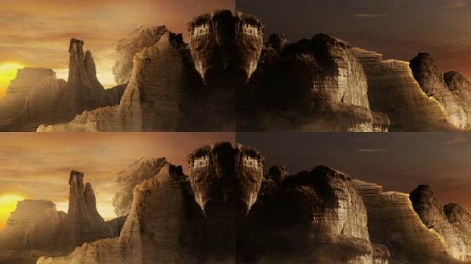 原创夕阳荒漠岩石山脉