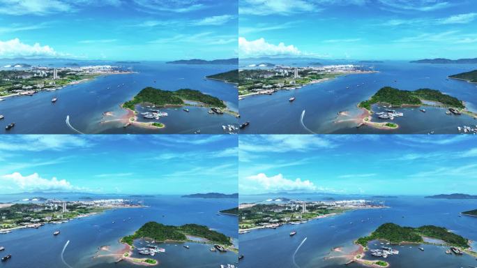 航拍广东惠州大亚湾潮州岛自然海景