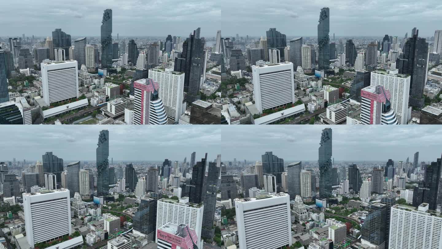 泰国航拍曼谷城市像素大厦高楼天际线风光