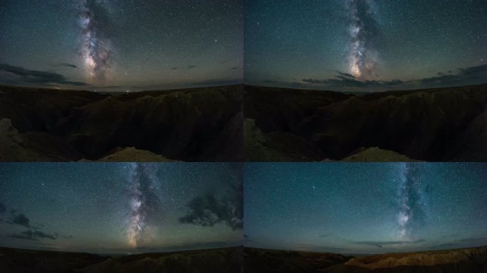 内蒙古锡林郭勒大红山银河星空延时风景