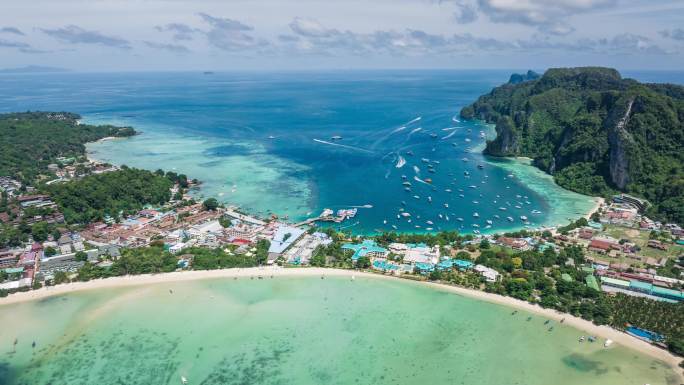 泰国甲米皮皮岛屿航拍延时自然风光