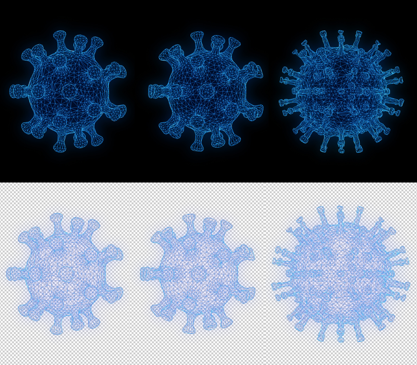 三种病毒蓝色科技线框