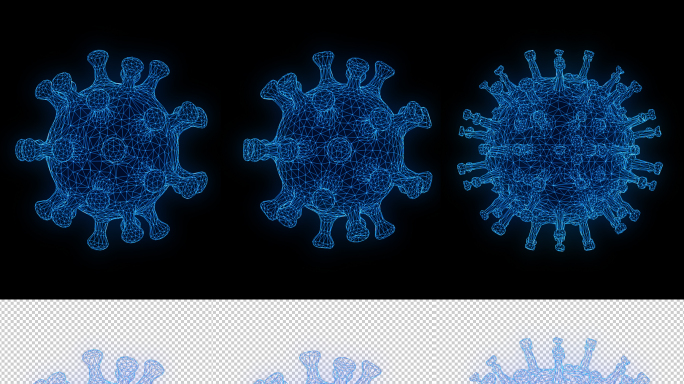 三种病毒蓝色科技线框