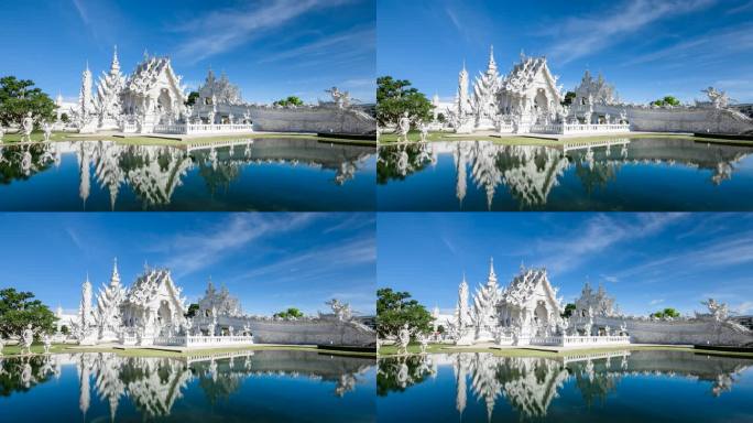 泰国清莱白庙寺庙延时风光