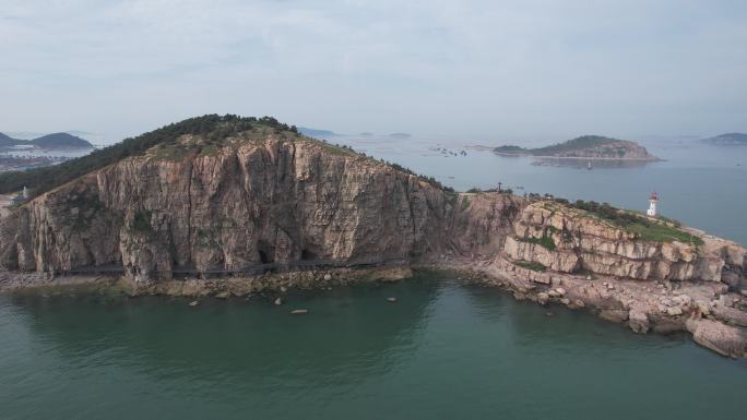 大海海洋岛屿自然风光山东烟台长岛航拍