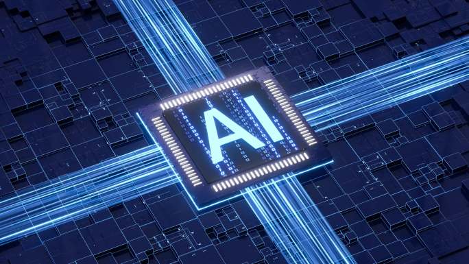 AI科技感芯片电路数字大数据电路板光线