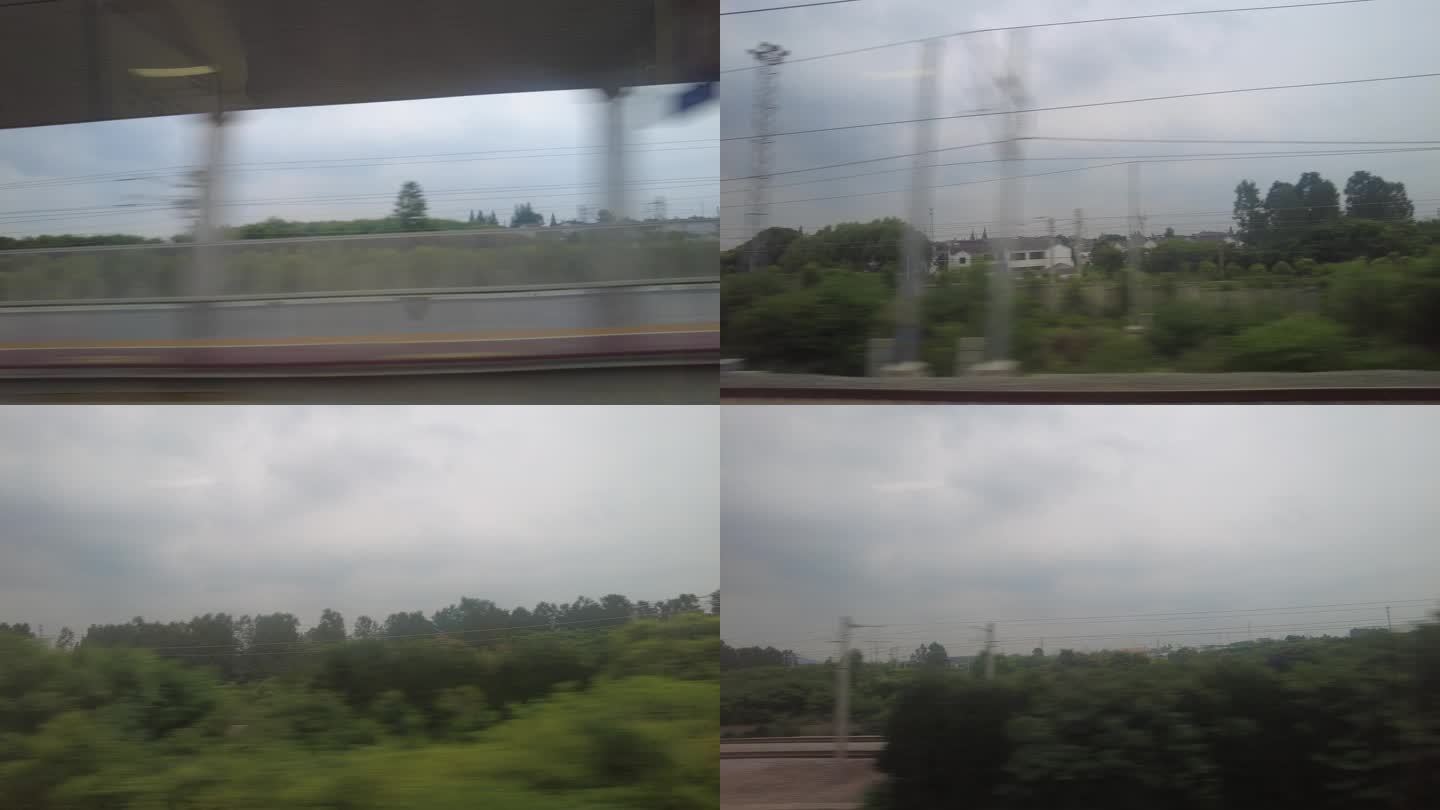 高铁火车窗外风景旅途风光实拍