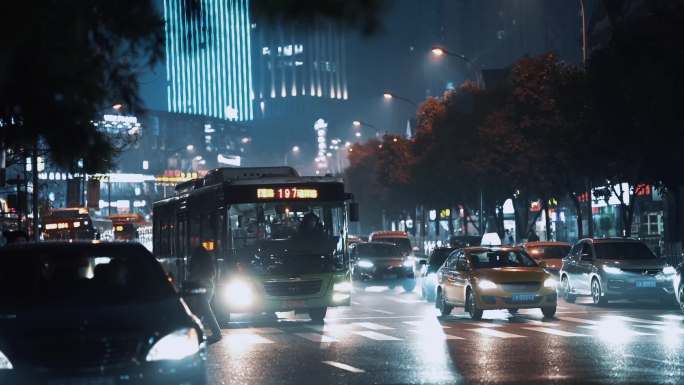 城市夜景 夜景车流 夜景人流