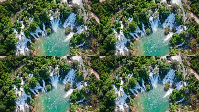克拉维斯瀑布，壮观的瀑布，瀑布的航拍视角