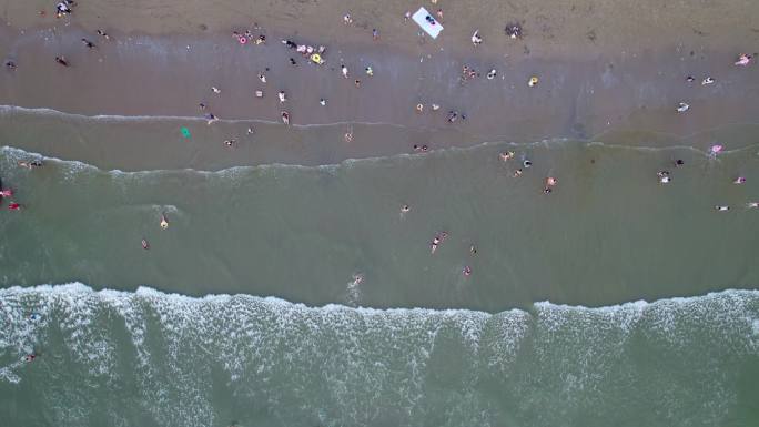 广东阳江闸坡马尾岛沙滩退潮航拍黄昏日落