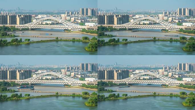 高视角的苏州宝带桥和京杭大运河4K延时