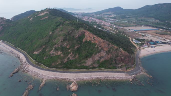 大海海洋岛屿自然风光山东烟台长岛航拍