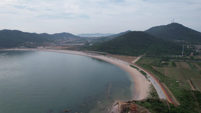 大海海浪沙滩礁石烟台长岛航拍