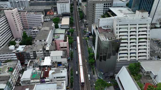 泰国曼谷城市轻轨地铁交通运输航拍风光