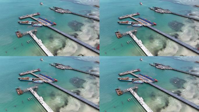 泰国苏梅岛那通港口码头轮船海滨风光