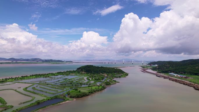 广东珠海横琴新区环岛南路建设工地航拍