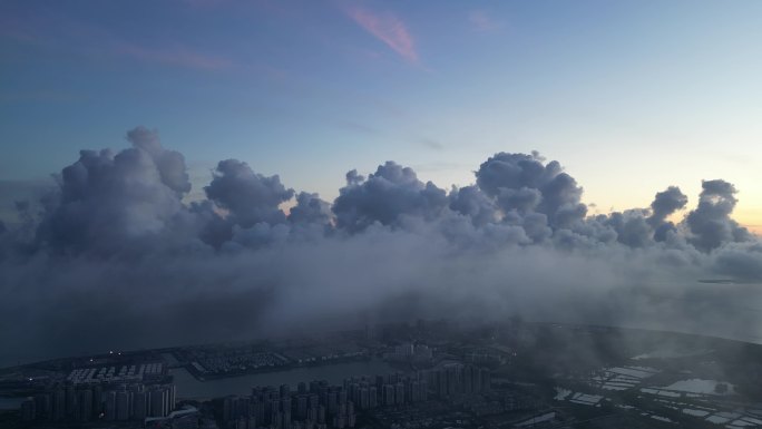 航拍海口日出风光