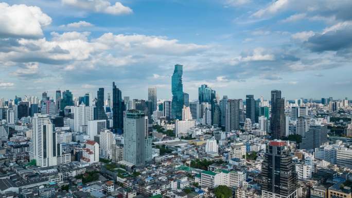 原创 泰国曼谷城市高楼天际线延时航拍风光