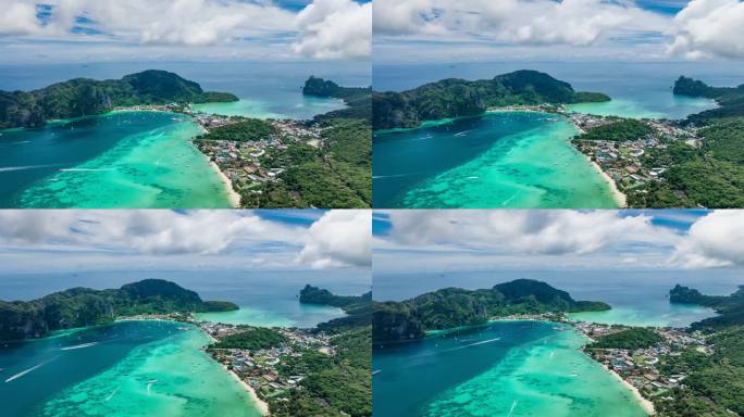 泰国甲米皮皮岛屿航拍延时自然风光