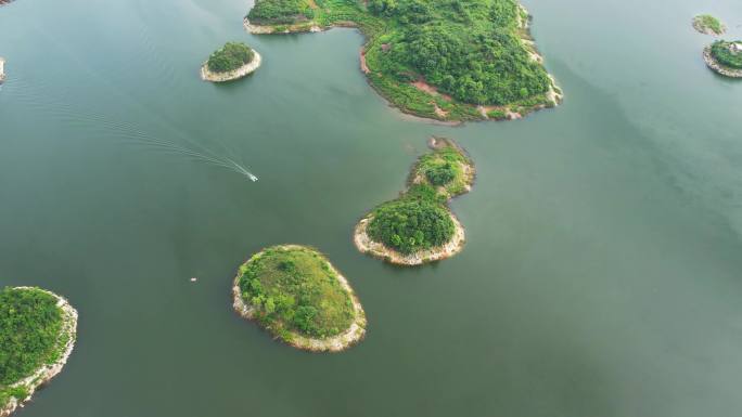 航拍贵阳阿哈湖国家湿地公园