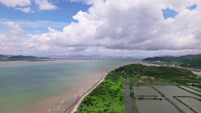 广东珠海横琴新区石栏洲及金海大桥航拍