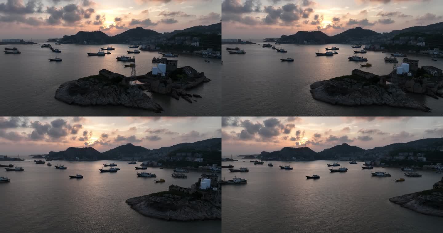 台州温岭石塘渔船日出日落