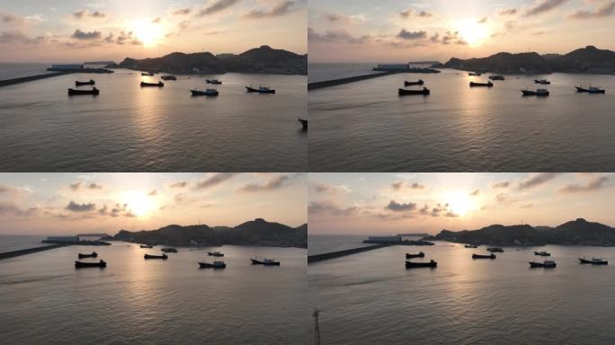 台州温岭石塘渔船日出日落