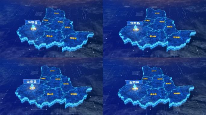 六安市金寨县蓝色科技三维区位地图