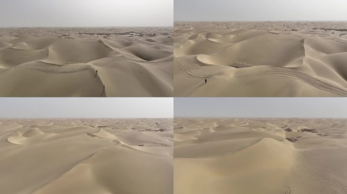 新疆塔克拉玛干沙漠航拍素材