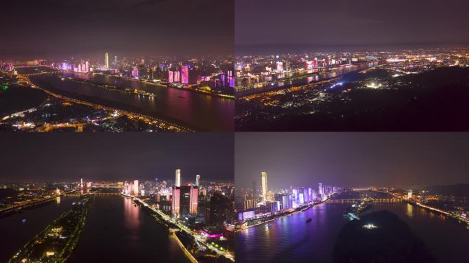 长沙夜景航拍延时