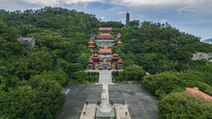 4K广州南沙天后宫航拍素材