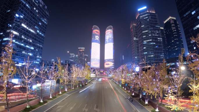 成都夜景灯光光车流