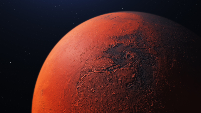 4K火星自转镜头移动动画